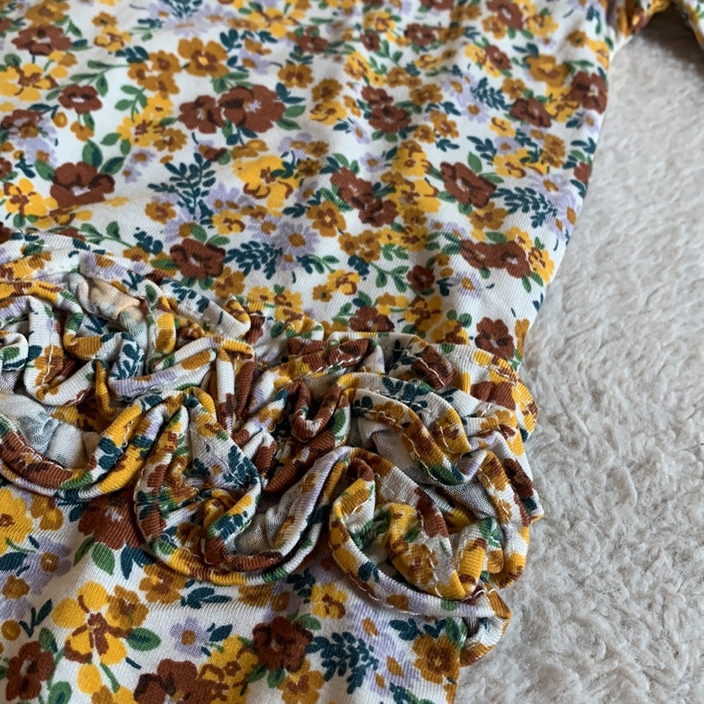 NWT Angel Dear Sweet Calico Floral Zipper Footie 3-6M - Picture 9 of 11